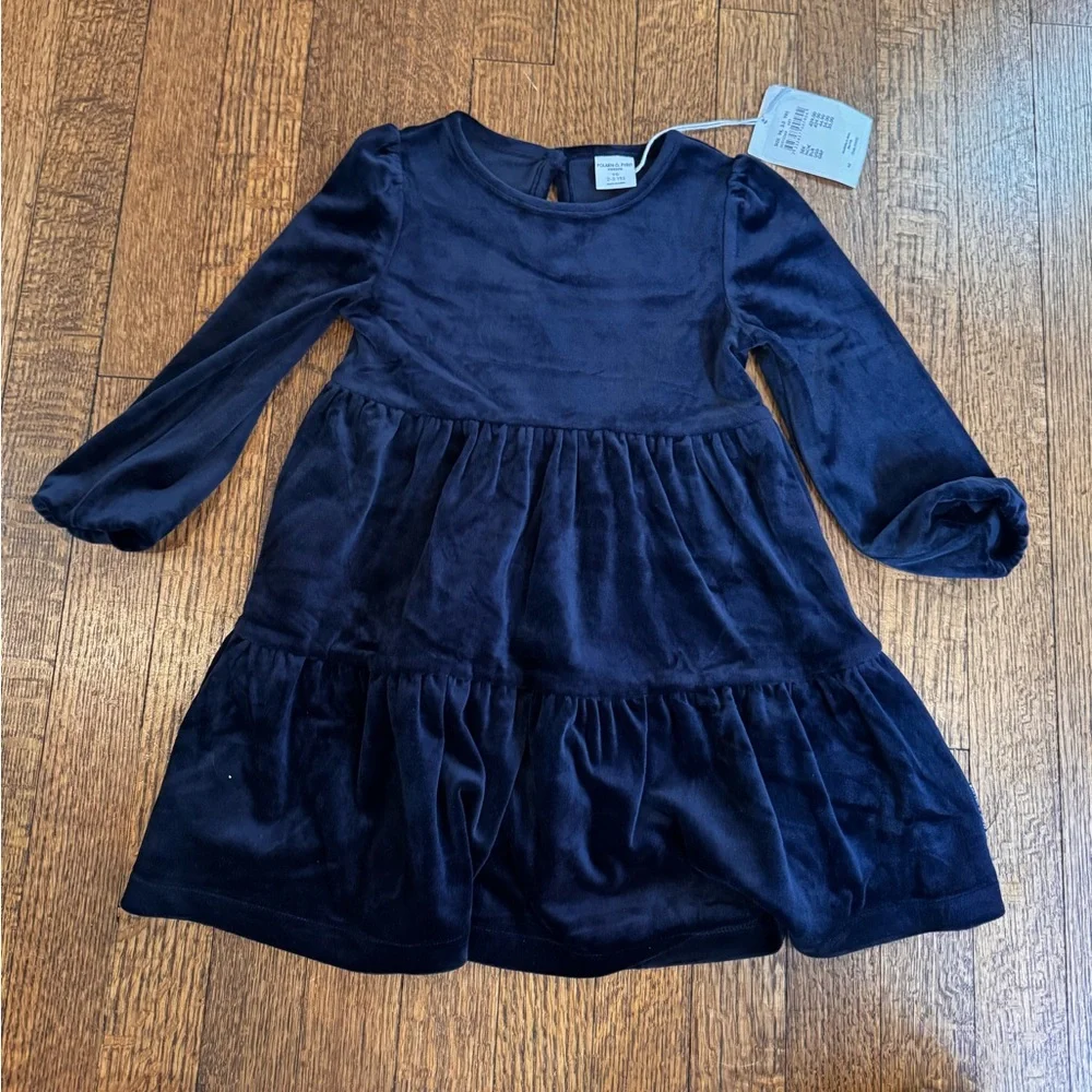 NWT Polarn O Pyret tiered velour dress 2-3 years